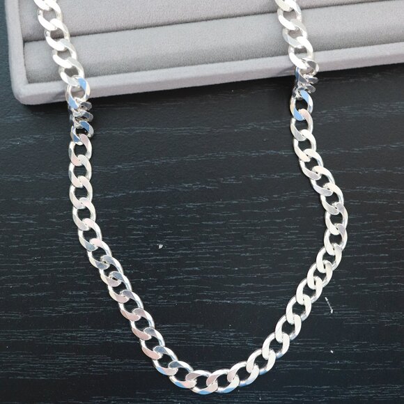 S925 9mm 20inches Cuban Chain Necklace Sterling Silver Stamped 925
